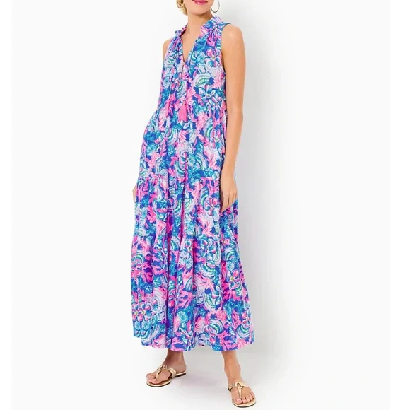Lilly Pulitzer | Dresses | Nwt Lilly Malone Maxi Dress Sitting Seaside |  Poshmark